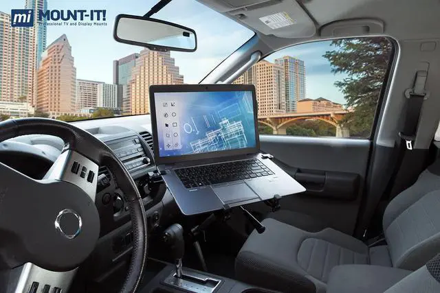 Alt view image 6 of 7 - Mount-It! Laptop Vehicle Mount, No-Drill Computer Seat Mount, Full Motion Adjustable Design for Auto, Truck, Car, Van Use