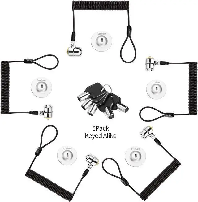 Main image of Alike 5Pack Security Hardware Cable Lock Kit,Retractable Cable Lock Portable Keyed Laptop Lock 5Keys 6.2Ft for Monitors, Laptops, MacBooks, Tablets, iPad,Mac Mini,