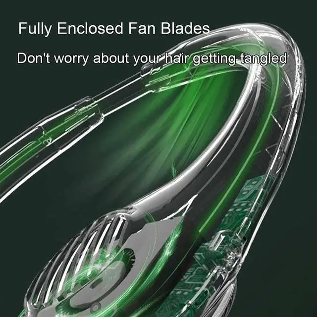 Alt view image 6 of 7 - Neck Band Fan, Portable Neck Hanging Fan Sports Fan, Handsfree Mini Electric USB Fan Rechargeable with Dual Head 3 Speeds for Traveling Sport Outdoor Camping Office Low Noise Design