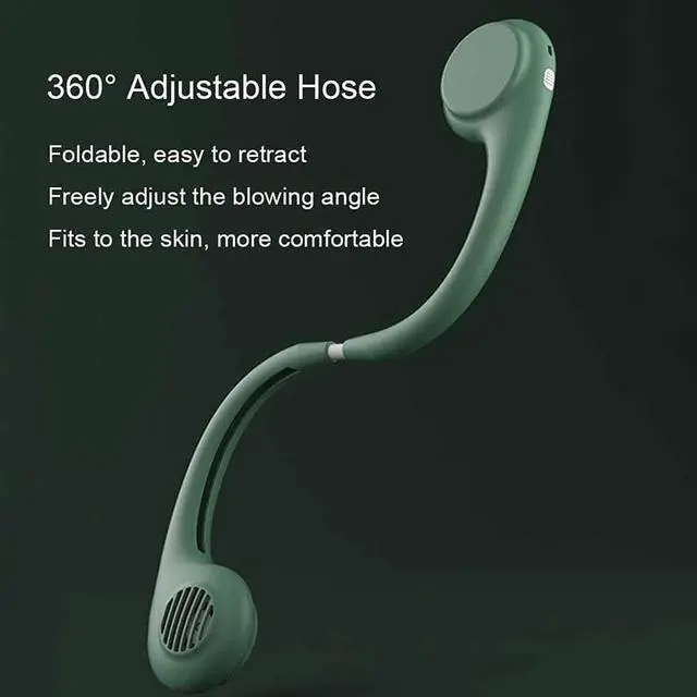 Alt view image 7 of 7 - Neck Band Fan, Portable Neck Hanging Fan Sports Fan, Handsfree Mini Electric USB Fan Rechargeable with Dual Head 3 Speeds for Traveling Sport Outdoor Camping Office Low Noise Design