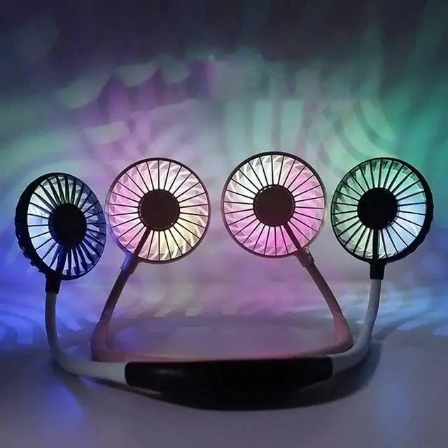 Alt view image 6 of 6 - Portable Neck Fan, Wearable Sports Neck Personal Fan Handsfree USB Fan Rechargeable, Necklace Fan with Dual Wind Head 3 Speeds for Traveling Sport Outdoor Camping Office Low Noise Design