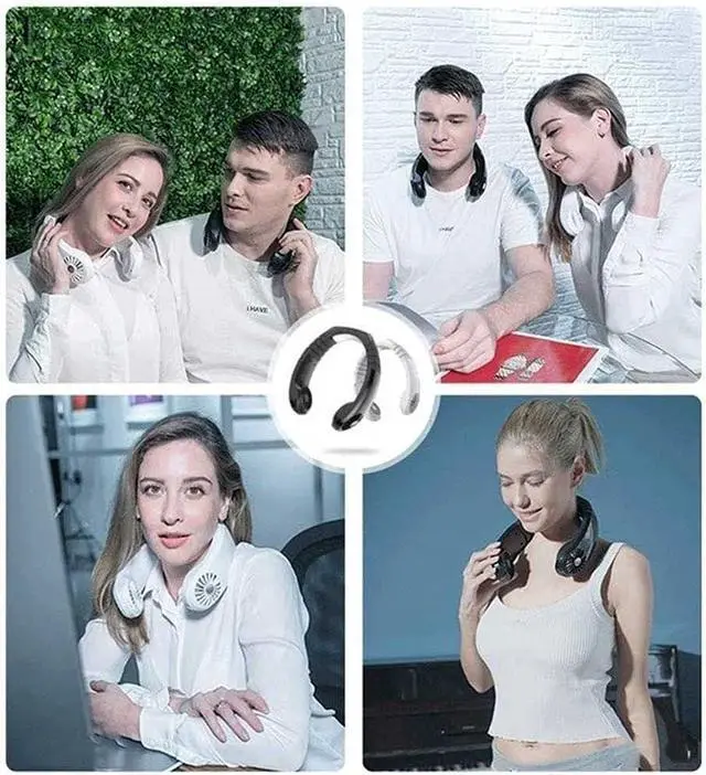 Alt view image 2 of 7 - Portable Neck Fan, 3600mAh Battery Operated Ultra Quiet Hands Free USB Fan, Adjustable High Flexibility Wearable Personal Fan for Home Office Outdoor Travel Low Noise Design (Color : Black)