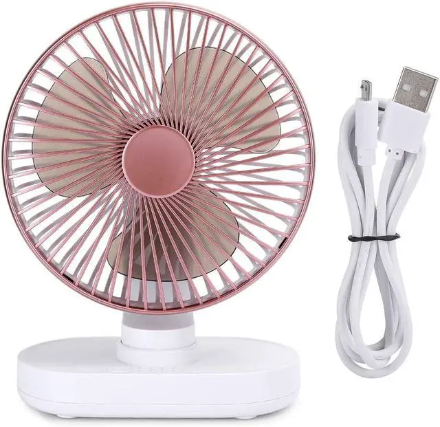 Alt view image 6 of 7 - USB Desktop Fan Mini 4 Speed Small Rechargeable Home Office Desk Mute Table Shaking FansRose Gold Strong Circulation Optimize Airflow House to Has This Fan From Settings Help USB (Rose Gold)