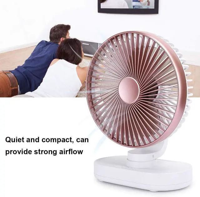 Alt view image 7 of 7 - USB Desktop Fan Mini 4 Speed Small Rechargeable Home Office Desk Mute Table Shaking FansRose Gold Strong Circulation Optimize Airflow House to Has This Fan From Settings Help USB (Rose Gold)