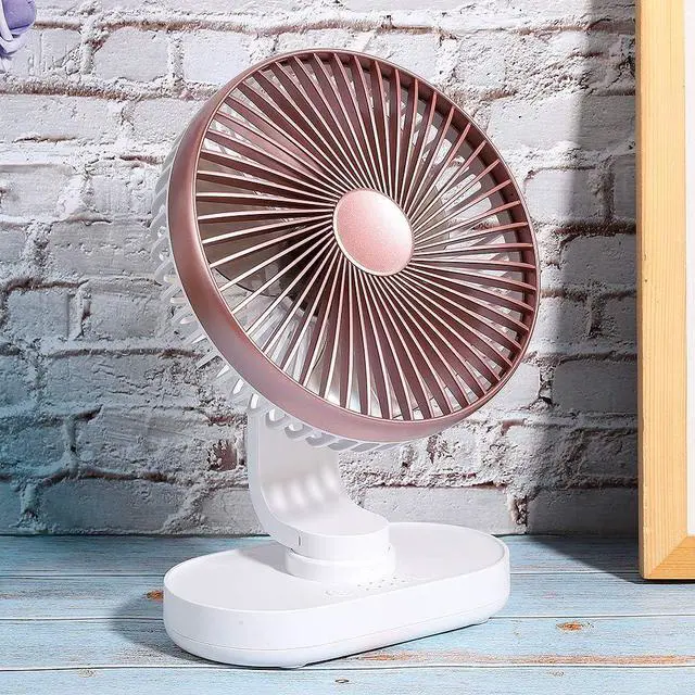 Alt view image 4 of 7 - USB Desktop Fan Mini 4 Speed Small Rechargeable Home Office Desk Mute Table Shaking FansRose Gold Strong Circulation Optimize Airflow House to Has This Fan From Settings Help USB (Rose Gold)