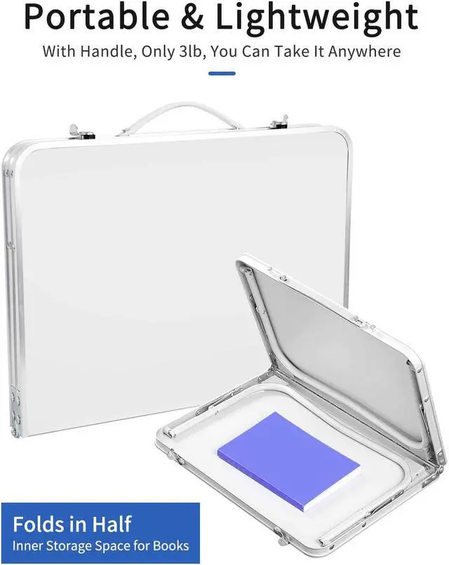 Alt view image 5 of 6 - Foldable Laptop Table for Bed, SUVANE Lap Desk Bed Desk, Breakfast Serving Bed Tray, Portable Mini Picnic Table Storage Space Laptop Desk Reading Holder(Gray)