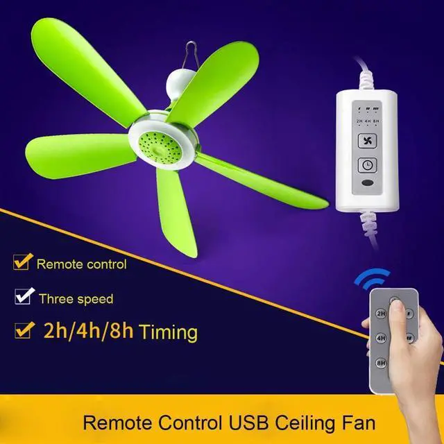 Main image of DC5V 5W USB Adjustable Remote Control Timing Camping Fan 3 Gear Tent Ceiling Fan for Home Outdoor Bed/143