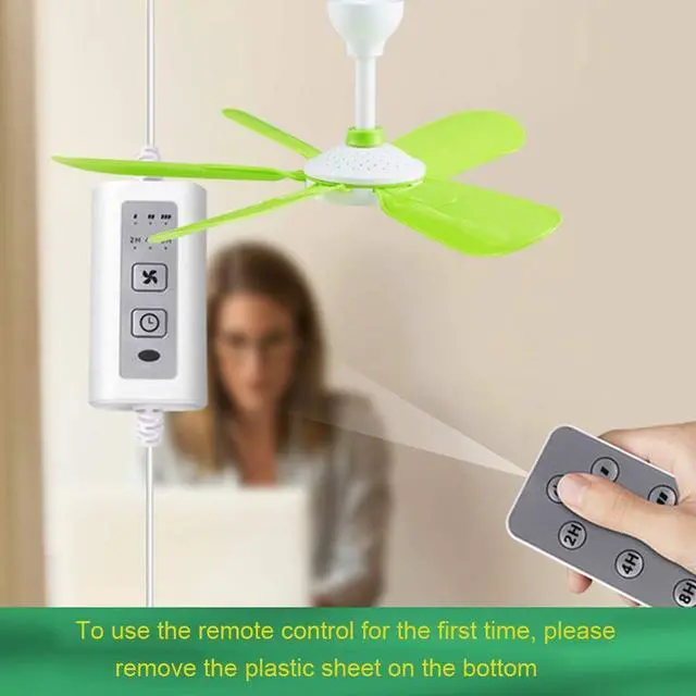 Alt view image 5 of 6 - DC5V 5W USB Adjustable Remote Control Timing Camping Fan 3 Gear Tent Ceiling Fan for Home Outdoor Bed/143