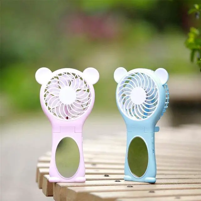 Alt view image 3 of 4 - WLXP Hand Held Fan Desk Fan Portable USB Fan Mini Table Cooling Fans Folding Handheld Mini Fan Charging Model USB Portable Desktop Small Fan Mirror Silent Small Fan (Color : Blue)