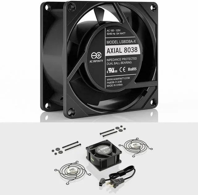 Alt view image 2 of 7 - AC Infinity AXIAL 8038, Quiet Muffin Fan, 120V AC 80mm x 38mm Low Speed, UL-Certified for DIY Cooling Ventilation Exhaust Projects