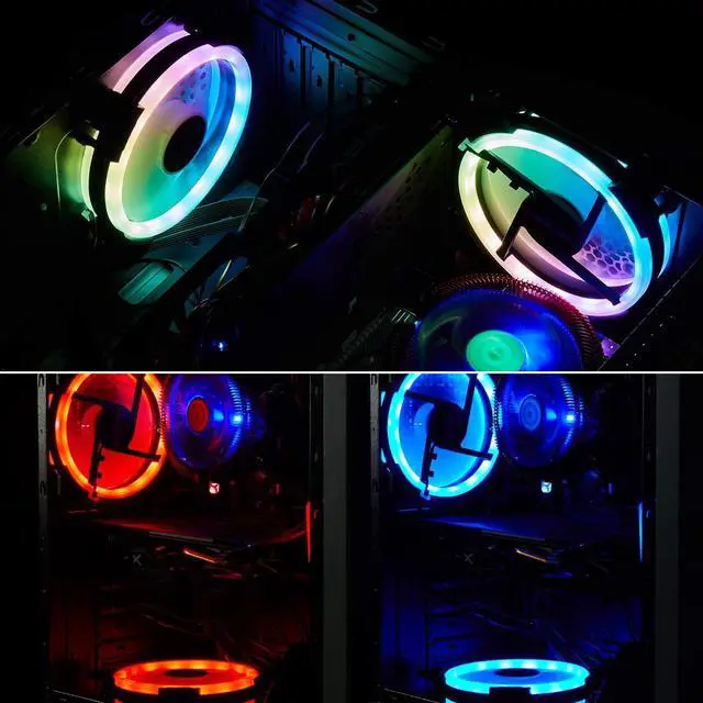 Alt view image 7 of 7 - 3 Pack RGB Case Fans, 120mm Ultra-Quiet RGB Chassis Cooling Fans, Equiped with Remote Control Hub, 5V ARGB Sync, Speed Adjustable Colorful Cooler, High-Performance Chassis Computer Fan for PC Case