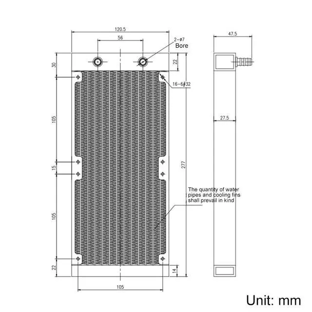 Alt view image 3 of 5 - Clyxgs Water Cooling Radiator, 12 Pipe Aluminum Heat Exchanger Radiator with Fan for PC CPU Computer Water Cool System DC12V 240mm Black