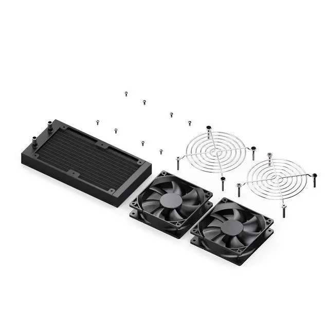 Alt view image 5 of 5 - Clyxgs Water Cooling Radiator, 12 Pipe Aluminum Heat Exchanger Radiator with Fan for PC CPU Computer Water Cool System DC12V 240mm Black