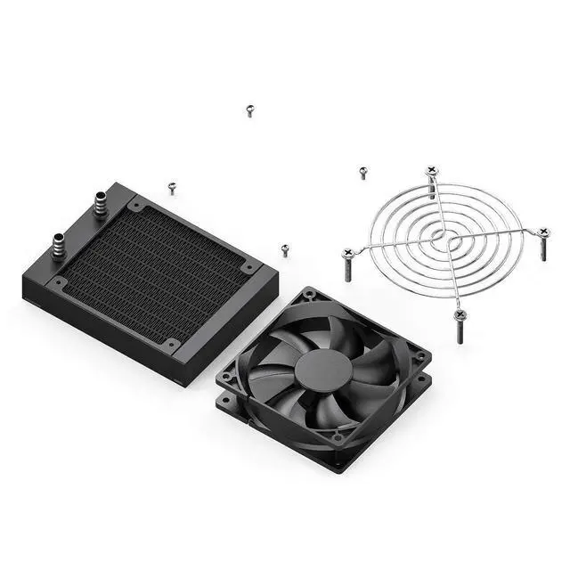 Alt view image 5 of 5 - Clyxgs Water Cooling Radiator,12 Pipe Aluminum Heat Exchanger Radiator with Fan for PC CPU Computer Water Cool System DC12V 120mm Black