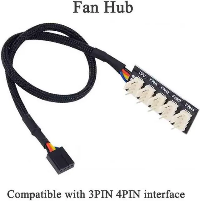 Alt view image 3 of 5 - Aimeixin PWM Fan Hub, PC CPU Motherboard Cooling 4 PIN/3PIN Fan Power Cable Hub Splitter Adapter 1 to 5 Fan PWM Case Fan Connector for Desktop Computer Cooler Case Fans
