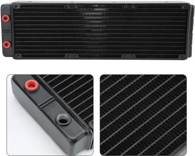 Alt view image 5 of 6 - Yoidesu Water Cooling Radiator,24 Pipes Dual-Layer Radiator,45mm G 1/4 Thread Computer Radiator,Heat Exchanger Radiator with Fan(Black)