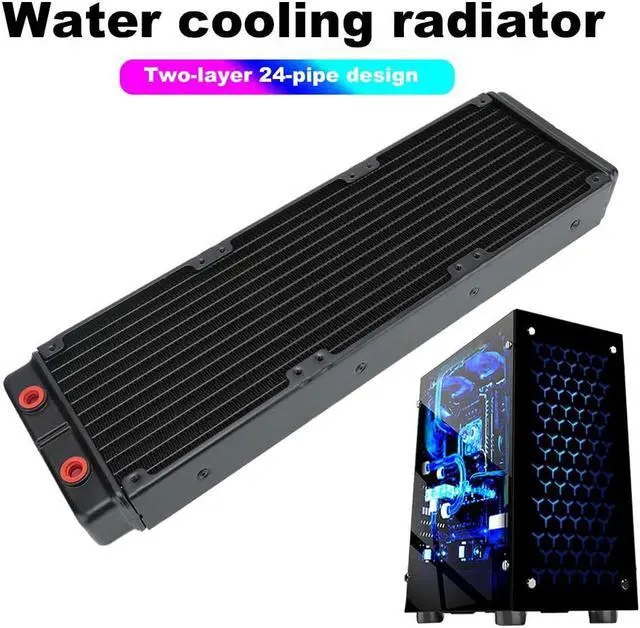 Alt view image 2 of 6 - Yoidesu Water Cooling Radiator,24 Pipes Dual-Layer Radiator,45mm G 1/4 Thread Computer Radiator,Heat Exchanger Radiator with Fan(Black)