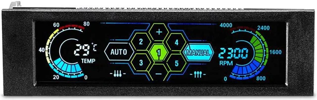 Alt view image 2 of 7 - Heaven2017 5.25 Inch Drive Bay Front Touch Screen LCD Panel 5 Channels Speed Controller, Desktop PC Temperature Sensor Display Computer Case Fans Controller