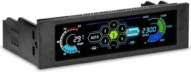Alt view image 3 of 7 - Heaven2017 5.25 Inch Drive Bay Front Touch Screen LCD Panel 5 Channels Speed Controller, Desktop PC Temperature Sensor Display Computer Case Fans Controller