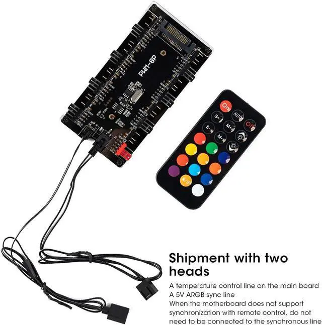 Alt view image 4 of 7 - Case Fan Controller Hub, Wireless Remote RGB Synchronization Function Stable Case Fan Hub, Home Repairing for Computer Cooling Fan DIY Computer