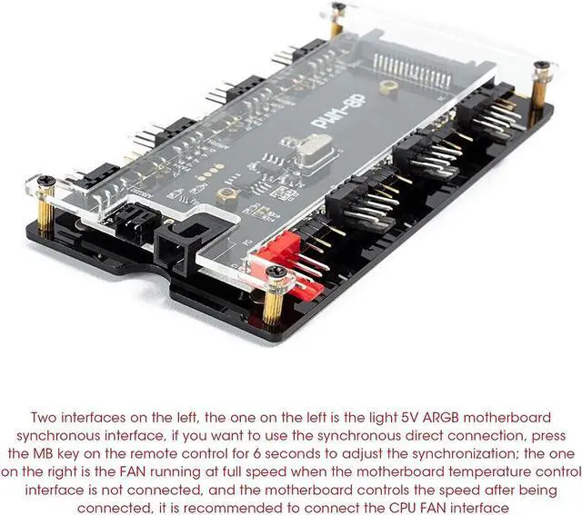 Alt view image 3 of 7 - Case Fan Controller Hub, Wireless Remote RGB Synchronization Function Stable Case Fan Hub, Home Repairing for Computer Cooling Fan DIY Computer