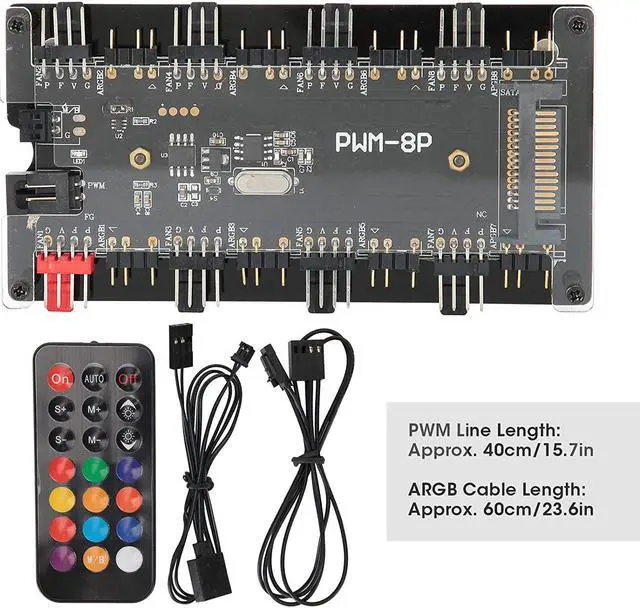 Alt view image 6 of 7 - Case Fan Controller Hub, Wireless Remote RGB Synchronization Function Stable Case Fan Hub, Home Repairing for Computer Cooling Fan DIY Computer