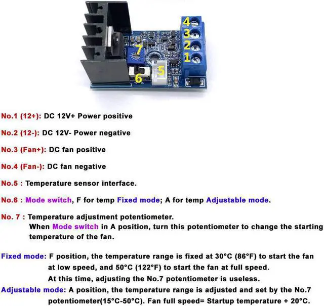 Alt view image 6 of 7 - DC 12V 1A Automatic PC CPU Fan Temperature Control Speed Controller Case Fan Speed Governor with Sensor for 2 3 4 Wire Fan