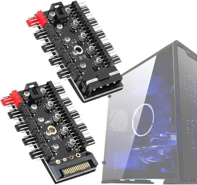 Alt view image 3 of 7 - fosa1 PC Chassis Fan Hub, Computer Tempreture Regulator, 4Pin CPU Cooling Hub, Fan Chassis Fan, Fan Speed Controller, Case Fan for Computer Cases with PWM Cable(SATA)