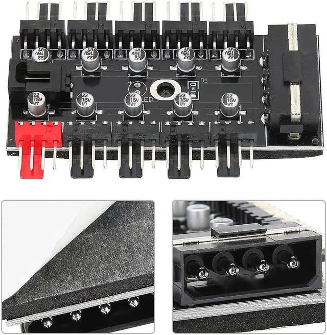 Alt view image 3 of 7 - fosa1 PC Chassis Fan Hub, Computer Tempreture Regulator, 4Pin CPU Cooling Hub, Fan Chassis Fan, Fan Speed Controller, Case Fan for Computer Cases with PWM Cable(4D)