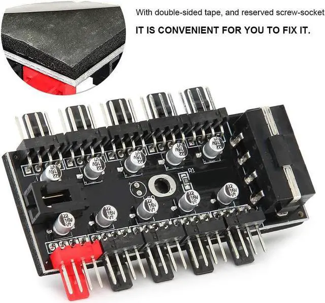 Alt view image 5 of 7 - fosa1 PC Chassis Fan Hub, Computer Tempreture Regulator, 4Pin CPU Cooling Hub, Fan Chassis Fan, Fan Speed Controller, Case Fan for Computer Cases with PWM Cable(SATA)