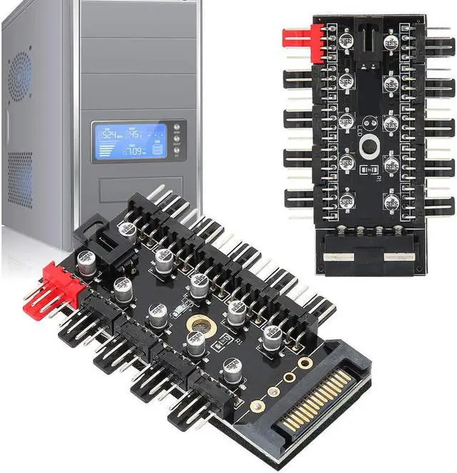 Alt view image 7 of 7 - fosa1 PC Chassis Fan Hub, Computer Tempreture Regulator, 4Pin CPU Cooling Hub, Fan Chassis Fan, Fan Speed Controller, Case Fan for Computer Cases with PWM Cable(SATA)