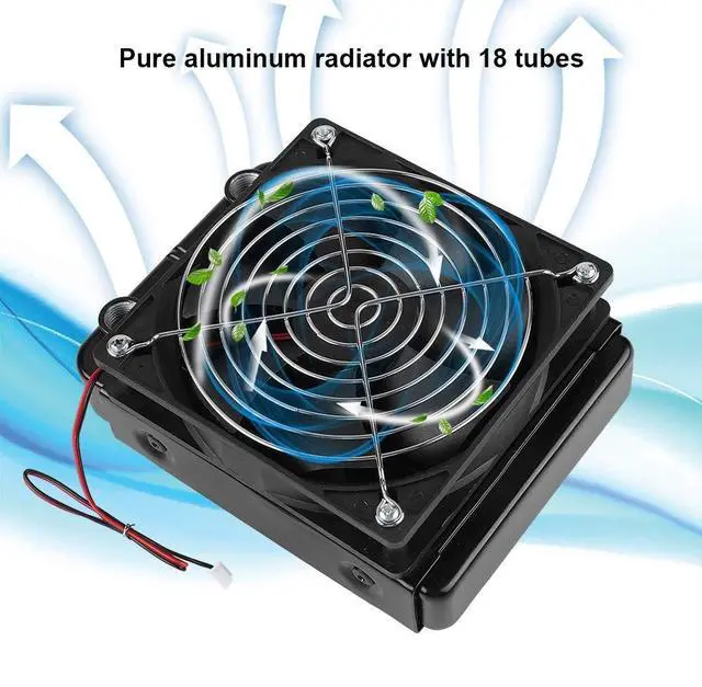 Alt view image 7 of 7 - CPU Water Cooling Radiator G1/4 Thread Heat Row Radiator with Fan 18 Tubes (120mm)