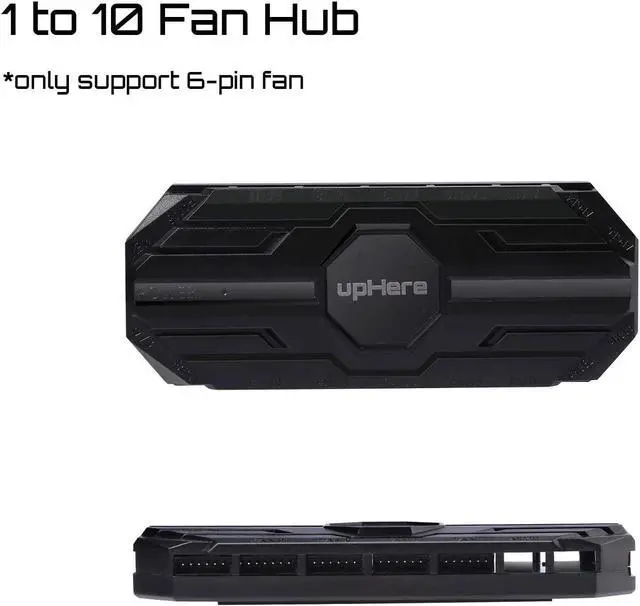 Alt view image 2 of 5 - upHere 10-Port 6PIN SATA RGB Hub with 21-Key Remote Control/Splitter for 6-Pin Case Fans in Black-MBX10