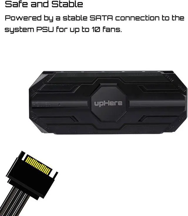 Alt view image 5 of 5 - upHere 10-Port 6PIN SATA RGB Hub with 21-Key Remote Control/Splitter for 6-Pin Case Fans in Black-MBX10