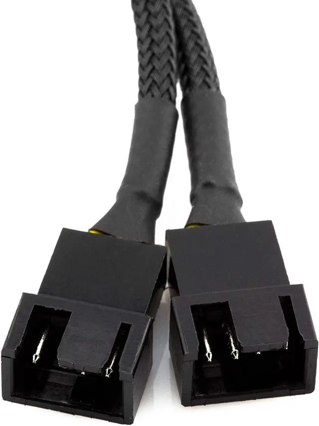 Alt view image 3 of 5 - CRJ 4-Pin PWM GPU Dual Fan Splitter Adapter Cable All Black Sleeved for Graphics Cards