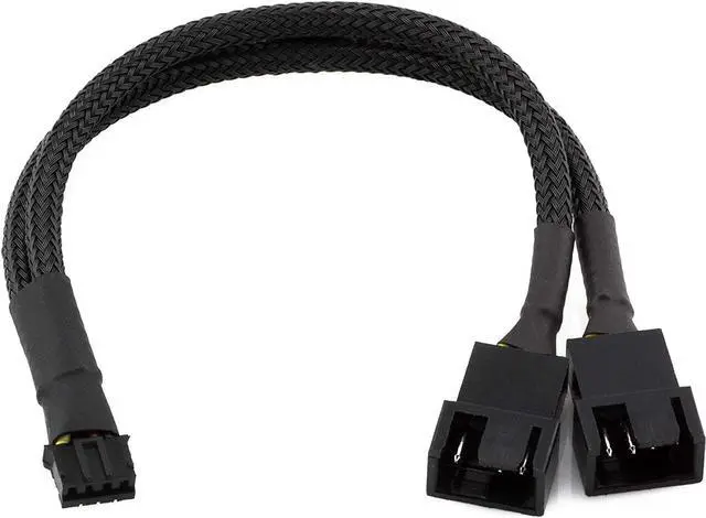 Main image of CRJ 4-Pin PWM GPU Dual Fan Splitter Adapter Cable All Black Sleeved for Graphics Cards