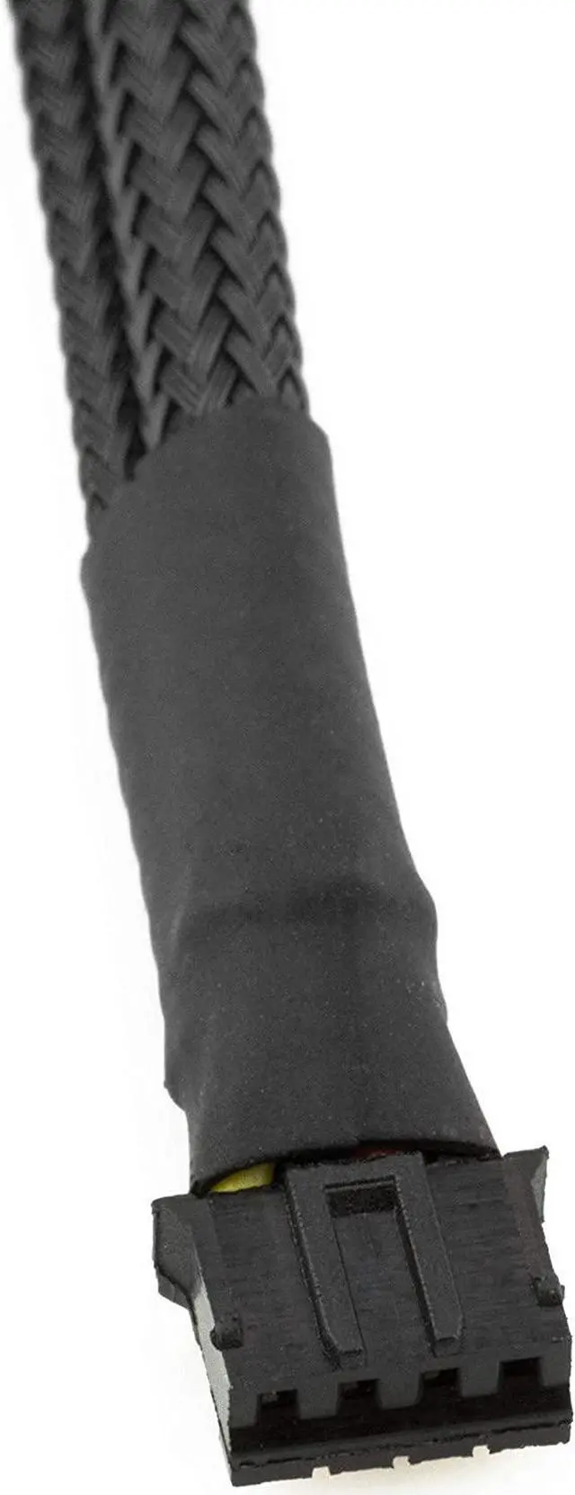 Alt view image 2 of 5 - CRJ 4-Pin PWM GPU Dual Fan Splitter Adapter Cable All Black Sleeved for Graphics Cards