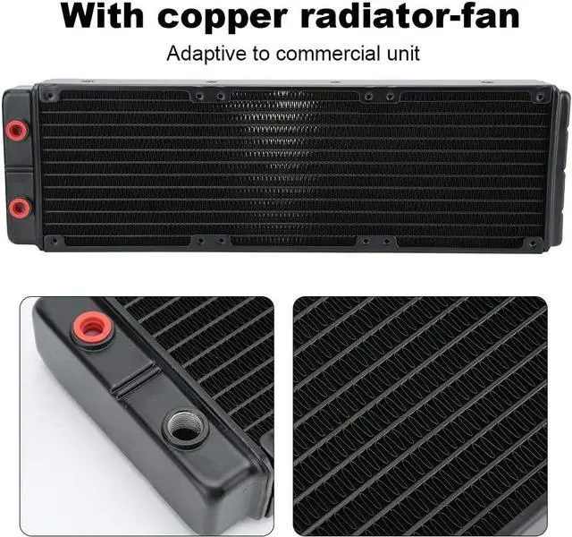 Alt view image 3 of 6 - Yoidesu Water Cooling Radiator,24 Pipes Dual-Layer Radiator,45mm G 1/4 Thread Computer Radiator,Heat Exchanger Radiator with Fan(Black)