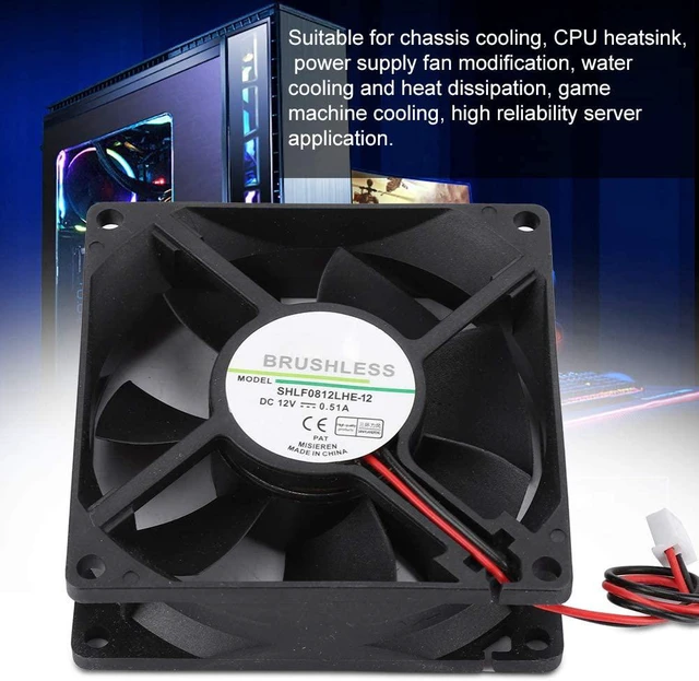 Alt view image 3 of 7 - Computer Case Cooler, PC Case Cooling Fan DC12V 0.51A 8CM 2Pin Large Air Volume Cooling Fan Cooler Water Cooling Fan