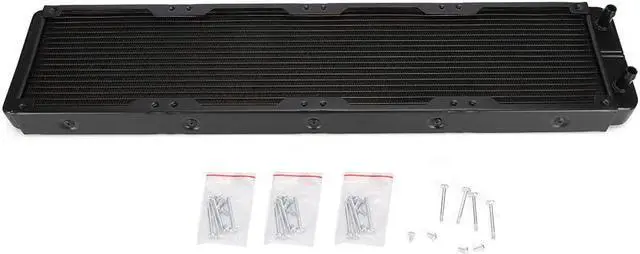 Alt view image 5 of 6 - Computer Water Cooling Radiator 18-Tubes Heat Exchanger Radiator, Metal Heat Exchanger for Professional Electronic Instruments, Black Metal Water Cooling