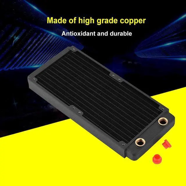 Alt view image 3 of 7 - Copper Radiator UPC Water Cool System, 120mm/240mm/360mm/480mm Heat Sink, G1/4 Thread Noiseless Computer Cooling Liquid Heat Exchanger, Fast Heat Dissipation Row Pipe (240mm)