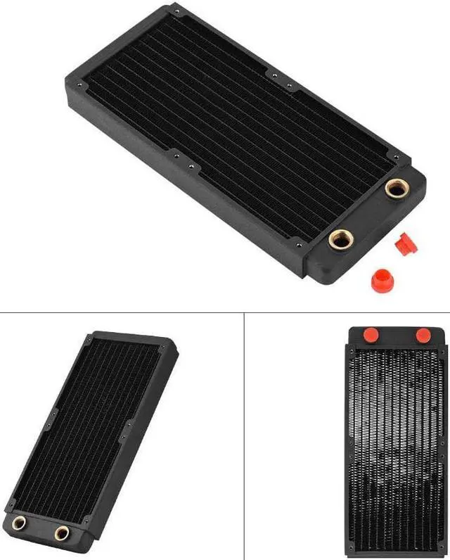 Alt view image 5 of 7 - Copper Radiator UPC Water Cool System, 120mm/240mm/360mm/480mm Heat Sink, G1/4 Thread Noiseless Computer Cooling Liquid Heat Exchanger, Fast Heat Dissipation Row Pipe (240mm)