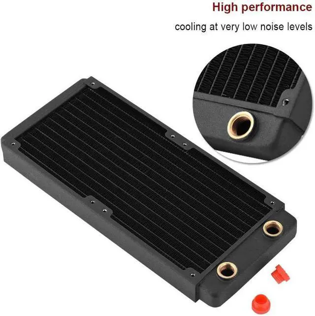 Alt view image 4 of 7 - Copper Radiator UPC Water Cool System, 120mm/240mm/360mm/480mm Heat Sink, G1/4 Thread Noiseless Computer Cooling Liquid Heat Exchanger, Fast Heat Dissipation Row Pipe (240mm)