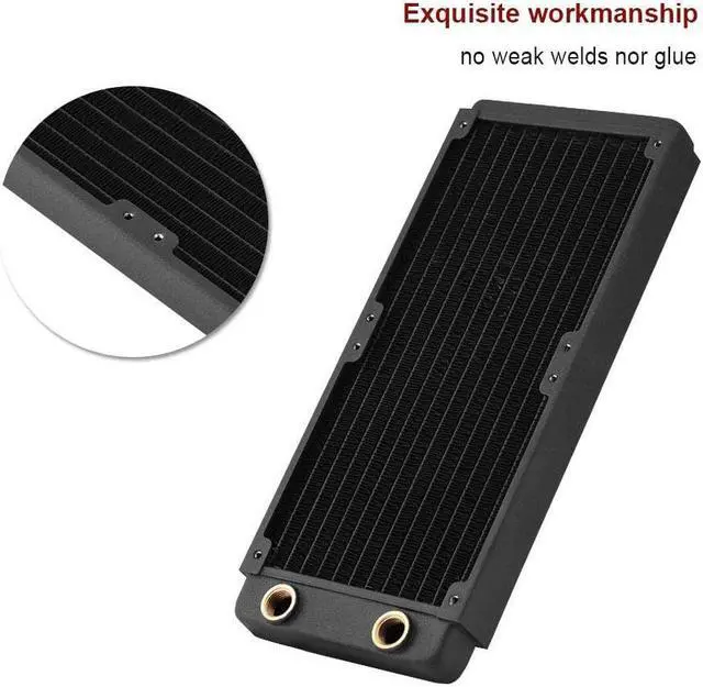 Alt view image 2 of 7 - Copper Radiator UPC Water Cool System, 120mm/240mm/360mm/480mm Heat Sink, G1/4 Thread Noiseless Computer Cooling Liquid Heat Exchanger, Fast Heat Dissipation Row Pipe (240mm)