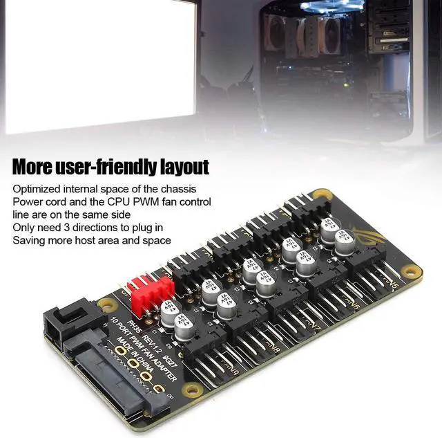 Alt view image 4 of 7 - Richer-R PWM Fan Hub Splitter, PH35 PWM Fan HUB Motherboard Desktop PC Controller Adapter,CPU PWM Fan Controller Hub PWM Case Fan Splitter Support 3Pin 4Pin(ph35)