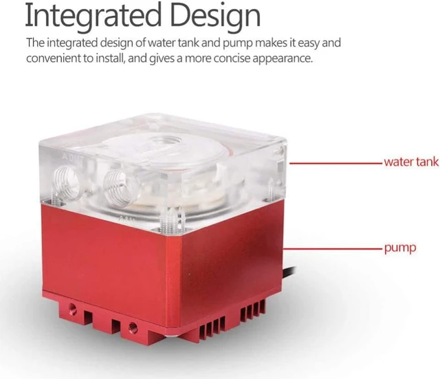 Alt view image 3 of 7 - ASHATA Computer CPU Water Cooling Pump,8W G1/4 Thread Ultra Silent 3000RPM Fast Heat Dissipation Computer Pump,800L/H 3.5 Meters Pump Head PC Pump Tank for PC Water Cooling(red)