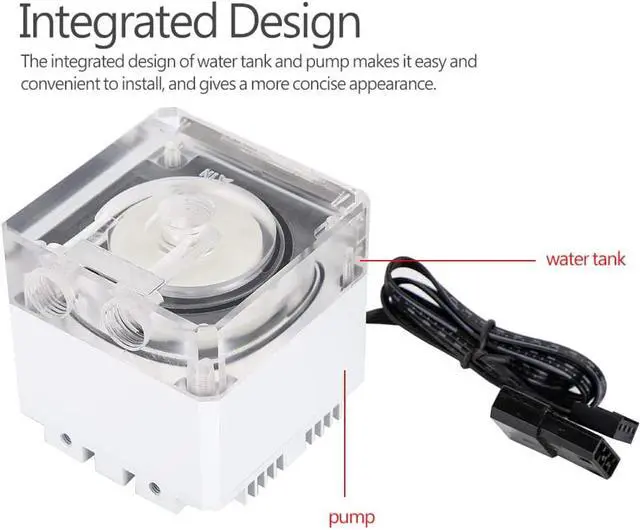 Alt view image 3 of 4 - Luqeeg Computer Water Pump Powerful Heat Dissipation 800LH 3.5 Meters Pump Head for Computer Water Cooling PC Tank 3000RPM (White)