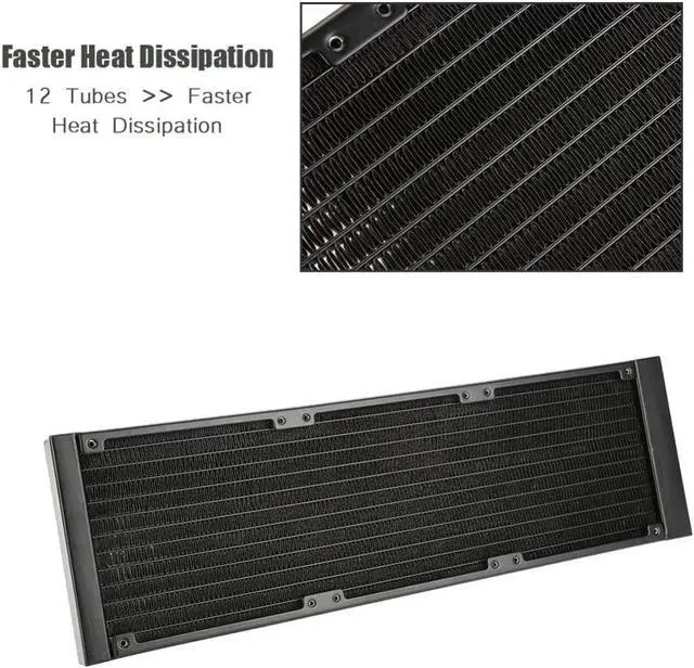 Alt view image 3 of 6 - PC Heat Exchanger,12 Tubes Aluminium Computer CPU Water Cooling Heatsink,Heat Dissipation Cooler with G1/4 Thread,Water Separator Water Cooled Tube,for PC - 360mm