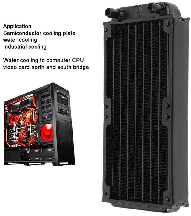 Alt view image 3 of 7 - Pl280A CPU Cooler, Cooling, Performance Heat Exchanger with 8 Flat Tube, Vacuum Aluminum Brazing Sealing Process, Black Oxidation Paint,