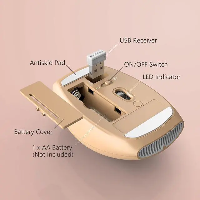 Alt view image 4 of 7 - GEEZER Wireless Keyboard and Mouse Combo Milk Tea Color, 106 Keys Less Noise Full-Size 2.4G Ultra-Slim Colorful Keyboards with Palm Rest, One USB Nano Receiver for Windows/Mac/Laptop/PC